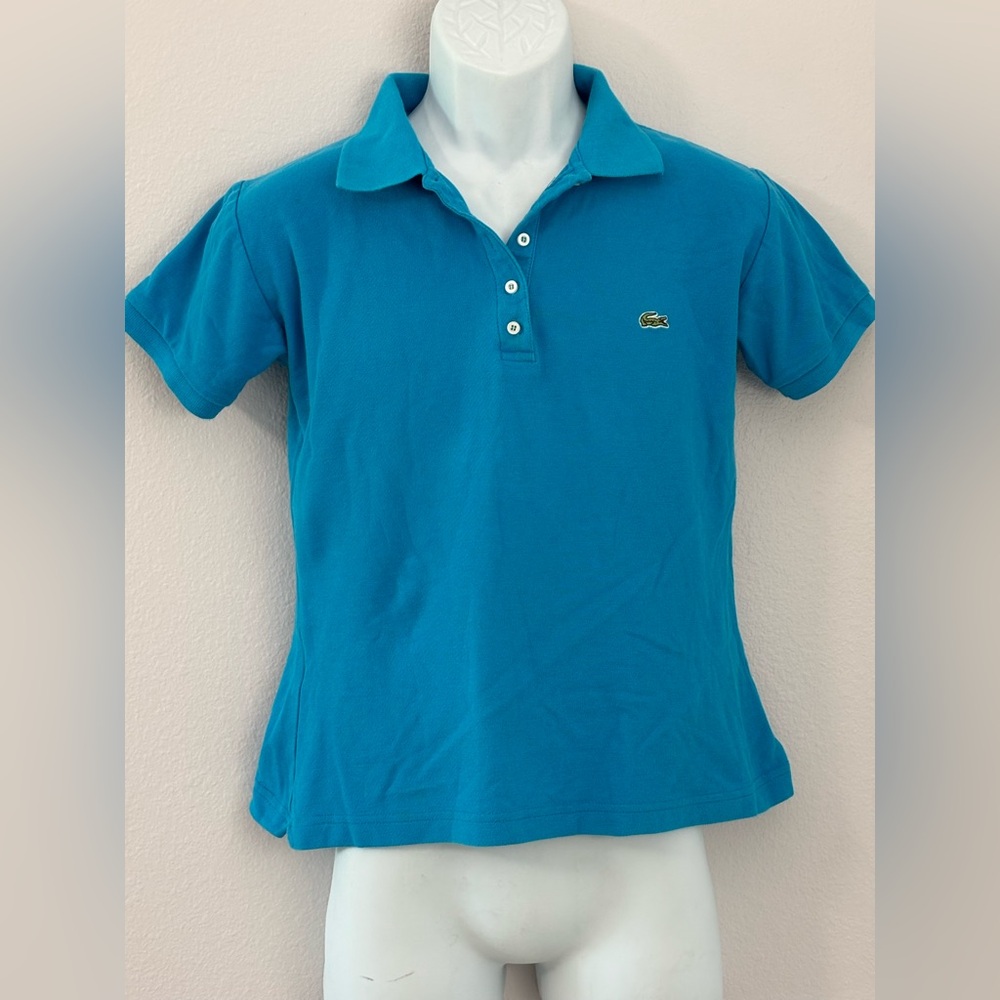 LACOSTE Ladies Bright Blue Cotton Short Sleeve Polo Size: Small (6 Lacoste size)